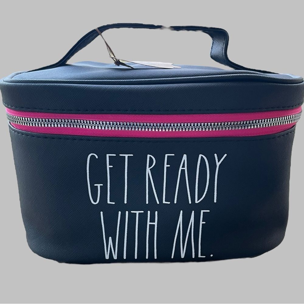 Rae Dunn Get Ready With Me Train Case Makeup Cosmetic Travel Bag NWT